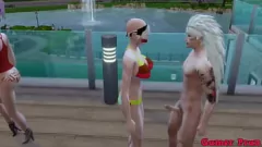 Oynat Hinata ve Arkadaşları Havuz Başında Yaramaz Üçlü Deney Yapıyor